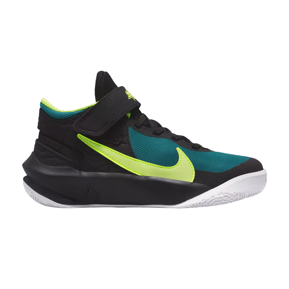 Nike Team Hustle D10 FlyEase GS Black Bright Spruce Volt
