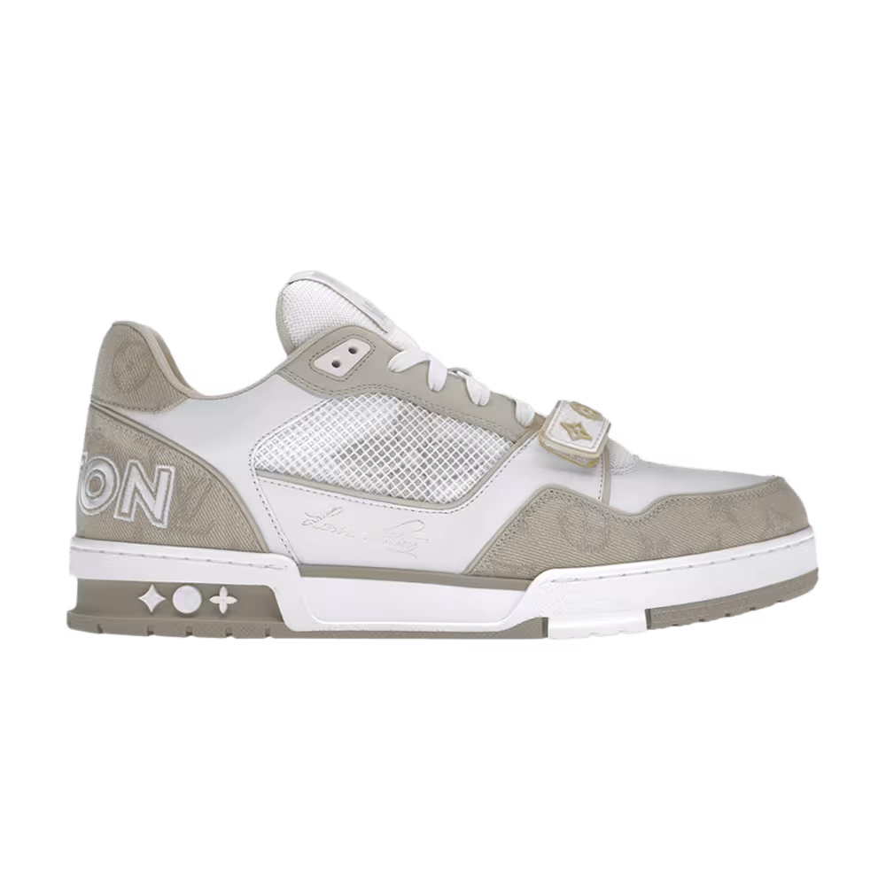 Louis Vuitton Trainer Sneaker Velcro Strap - Beige Monogram Denim
