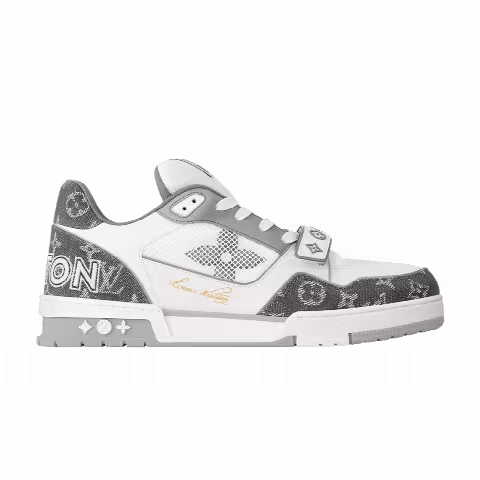 Louis Vuitton Trainer 'Velcro Strap - Grey Monogram Denim'