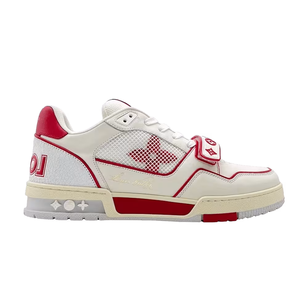 Louis Vuitton Trainer Low White Red Mesh