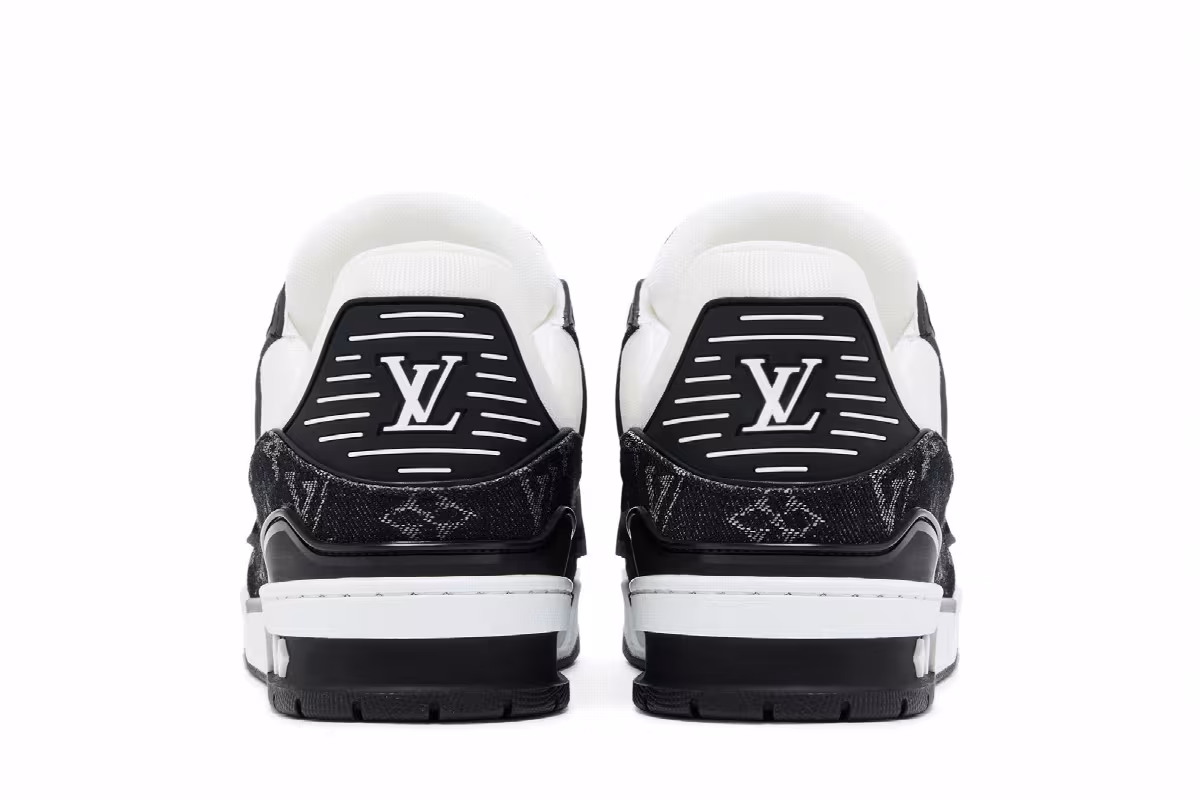 Louis Vuitton Trainer White Black Denim, view 7
