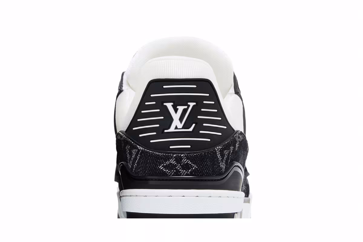 Louis Vuitton Trainer White Black Denim, view 8