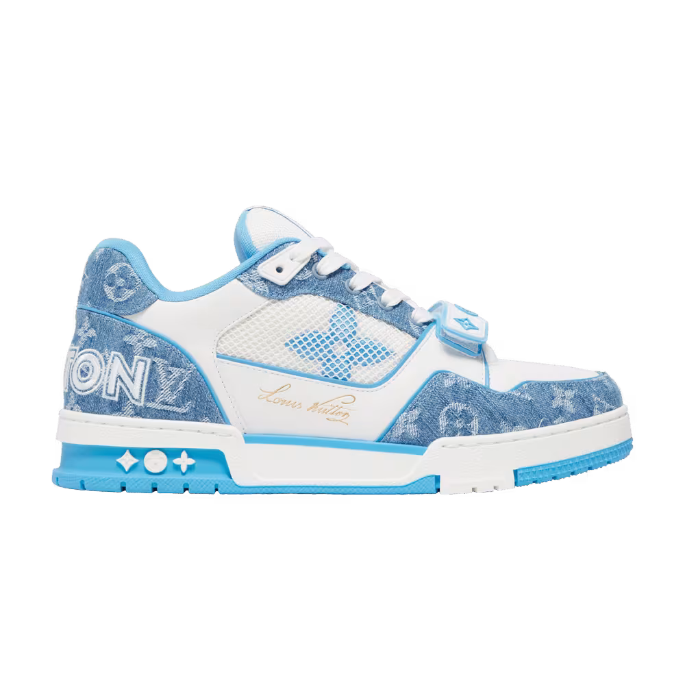 Louis Vuitton Trainer Low Velcro Strap - Light Blue Monogram Denim
