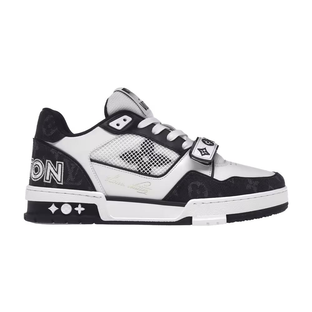 Louis Vuitton Trainer Low Velcro Strap - Black Monogram Denim