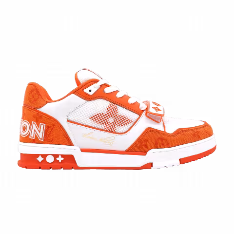 Louis Vuitton Trainer Low 'Velcro Strap - Orange Monogram Denim'