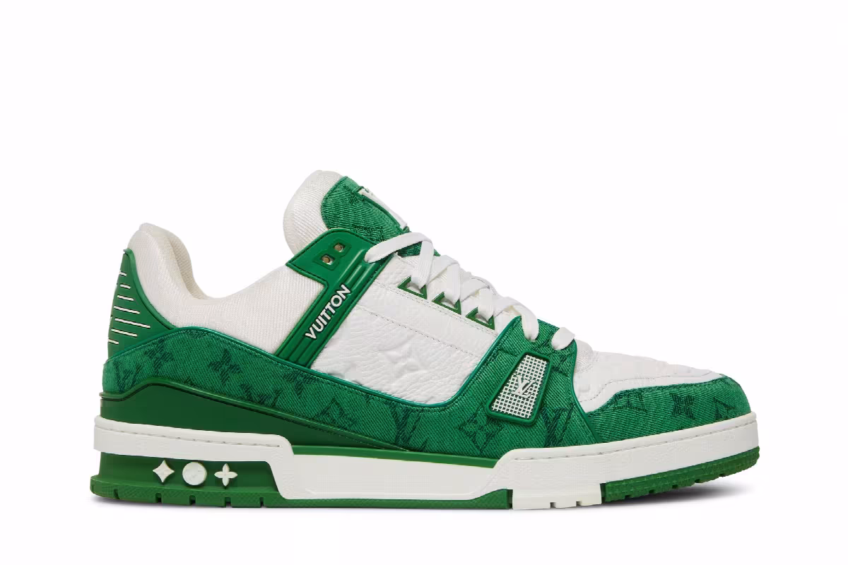 Louis Vuitton Trainer Green Monogram Denim, view 2