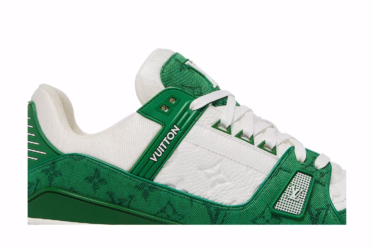 Louis Vuitton Trainer Green Monogram Denim, view 3