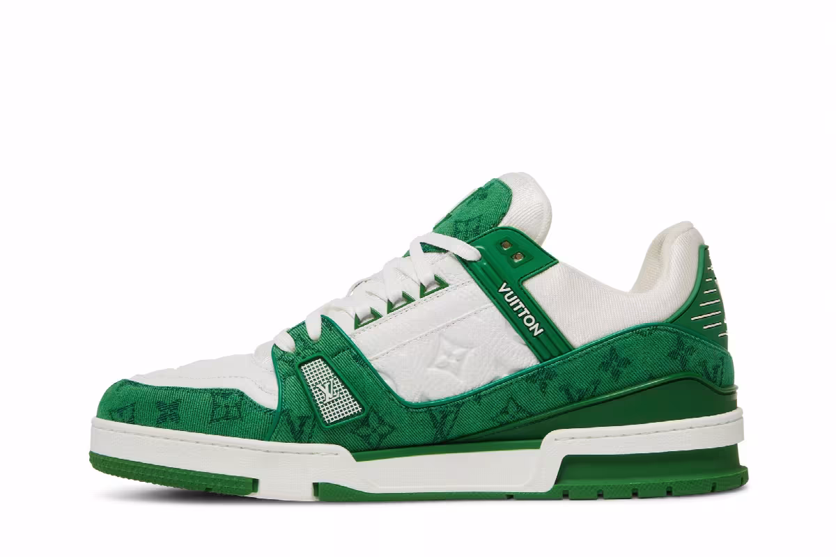 Louis Vuitton Trainer Green Monogram Denim, view 4
