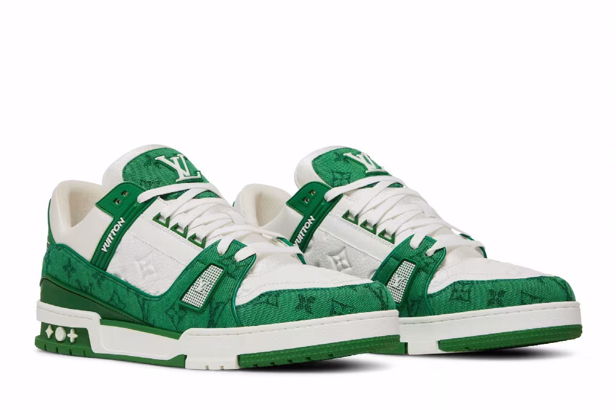 Louis Vuitton Trainer Green Monogram Denim, view 9