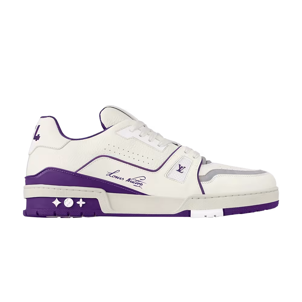 Louis Vuitton LV Trainer White Purple Script