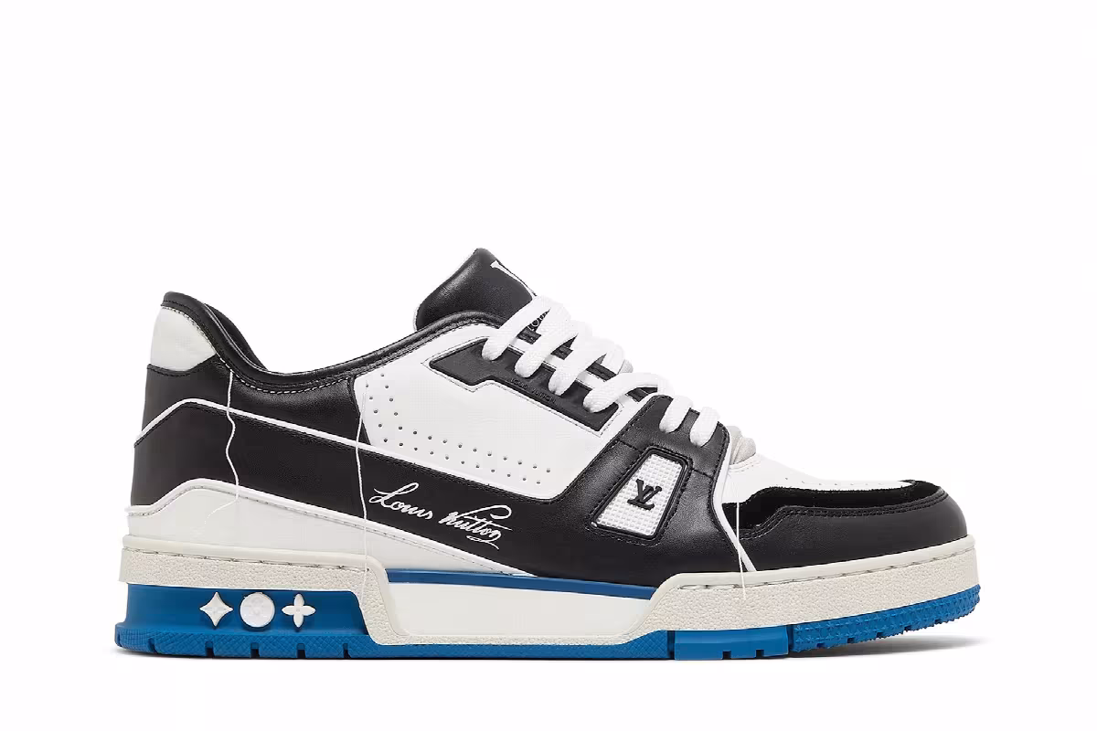 Louis Vuitton Trainer White Black Blue, view 2