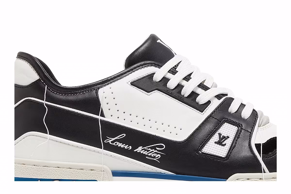 Louis Vuitton Trainer White Black Blue, view 3