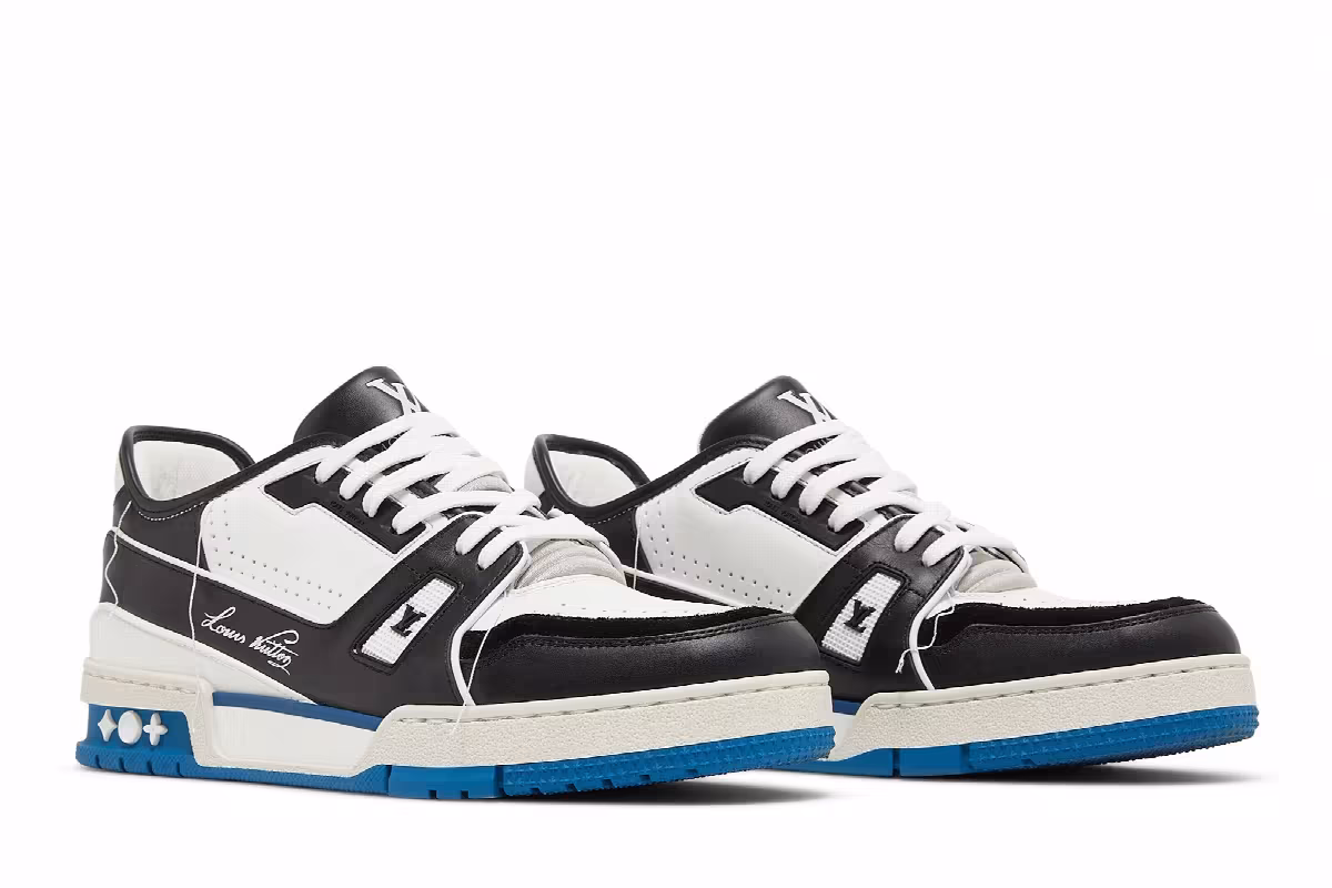 Louis Vuitton Trainer White Black Blue, view 9