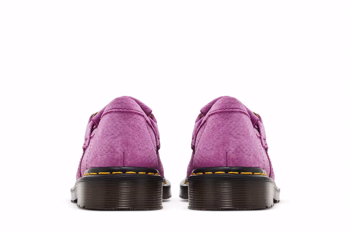 Dr. Martens Adrian Snaffle Repello Emboss Suede Kiltie Loafer Thrift Pink, view 7