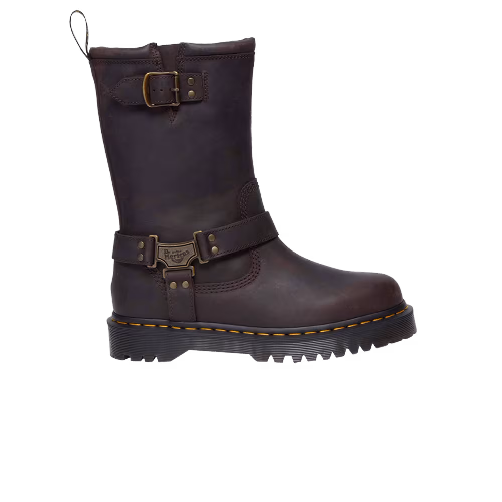 Dr. Martens Anistone High Leather Biker Boot Dark Brown