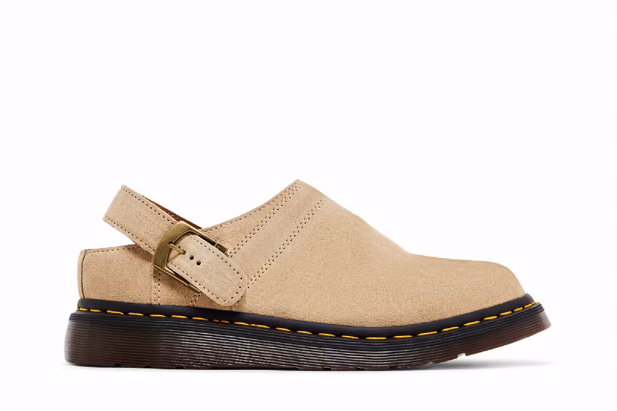 Dr. Martens Isham Desert Oasis Suede Mule Parchment Beige, view 2