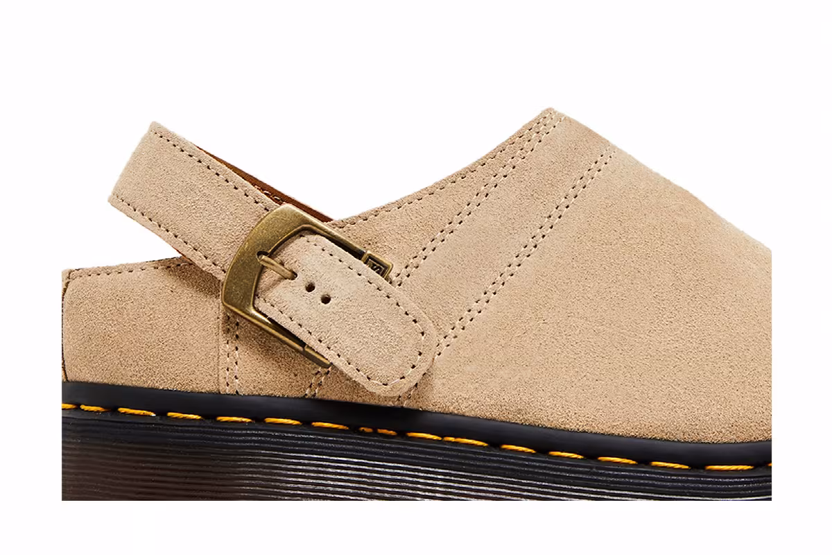Dr. Martens Isham Desert Oasis Suede Mule Parchment Beige, view 3