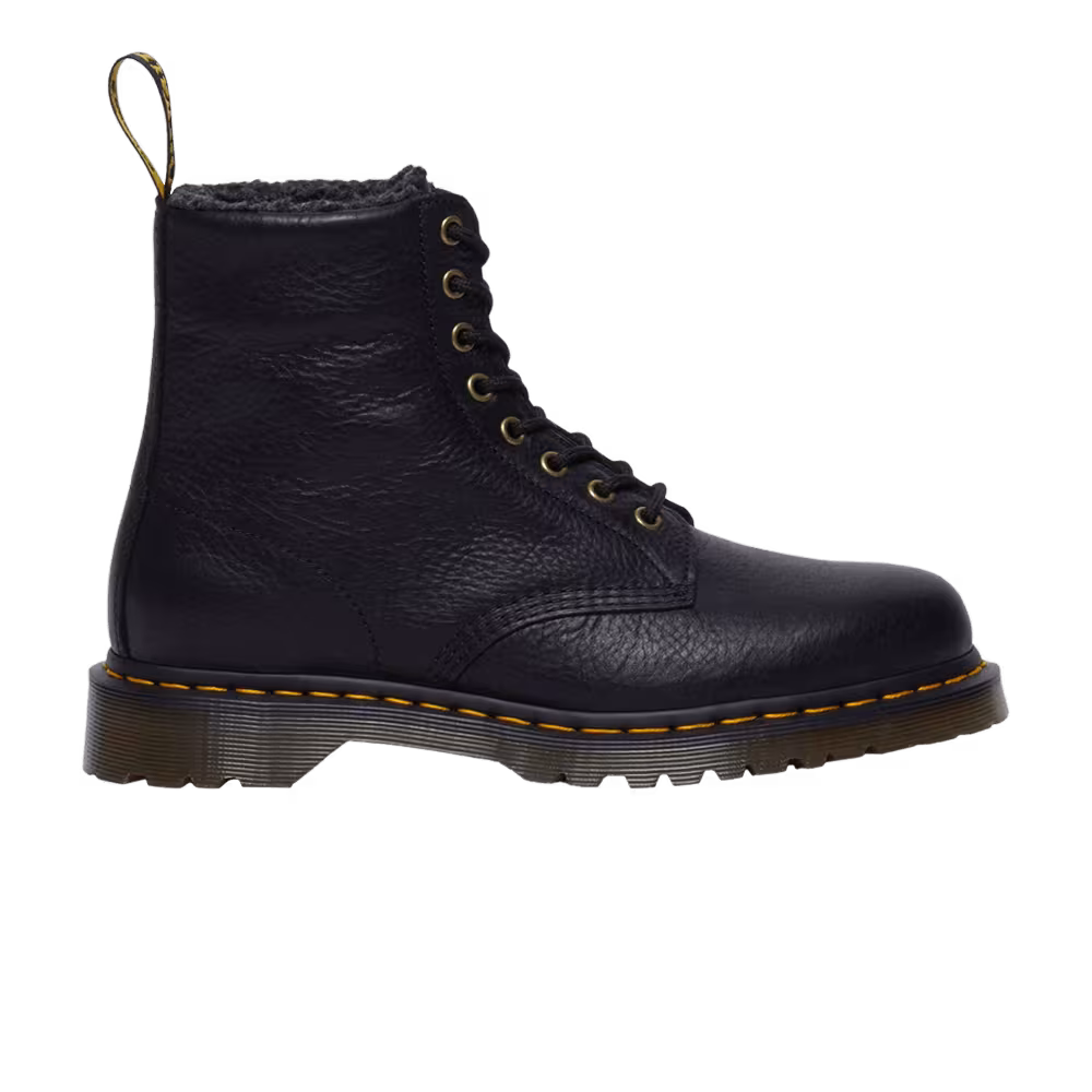 Dr. Martens 1460 Faux Fur Lined Grizzly Leather Lace Up Boot Black
