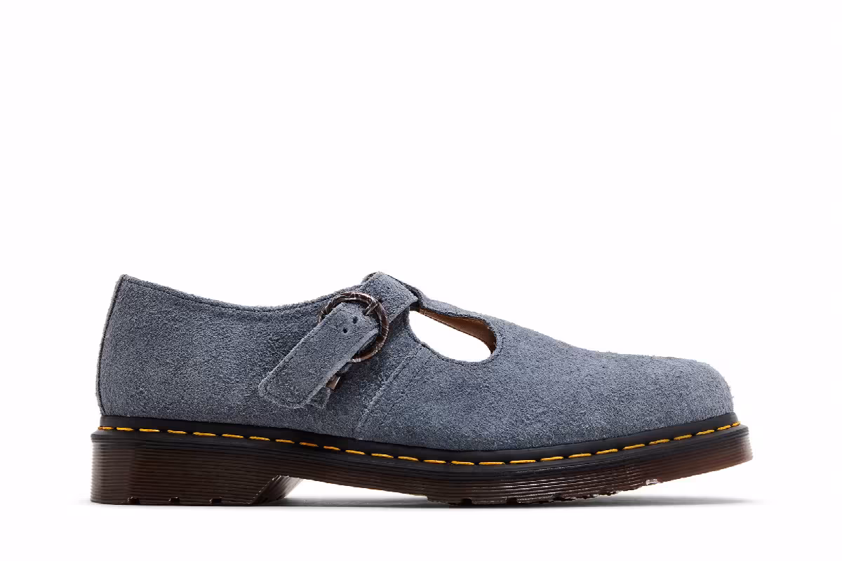 Dr. Martens T-Bar Suede Mary Jane Washed Denim, view 2