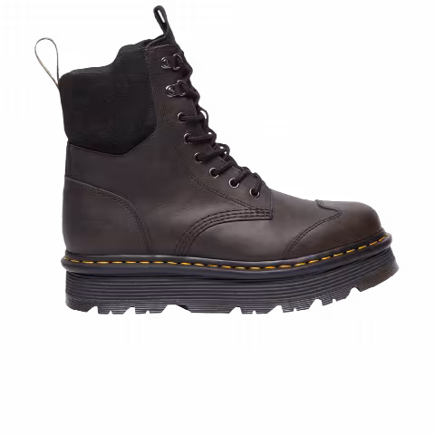 Dr. Martens Zebzag 8 Tie Burnish Waxy Lace Up Boot 'Black Charcoal Grey'