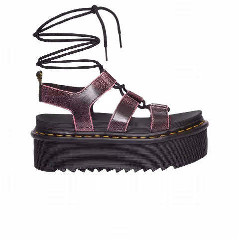 Dr. Martens Wmns Nartilla Distressed Leather Platform Gladiator Sandal 'Black Fondant Pink'