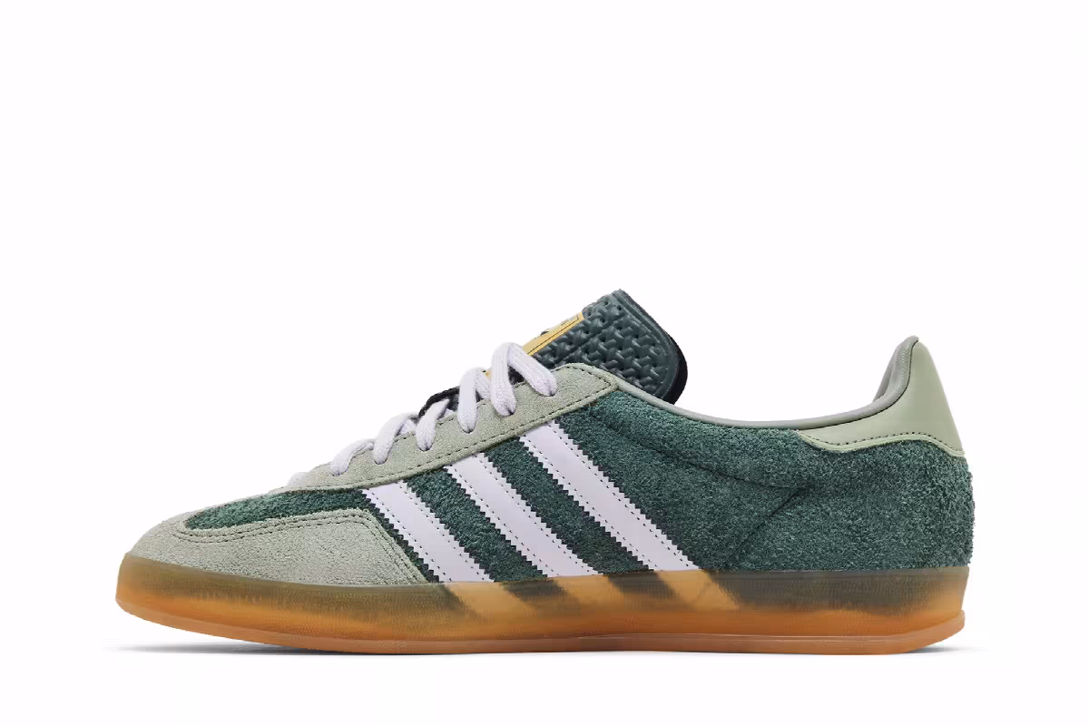 adidas Men's Gazelle Indoor Mineral Green Silver Dawn, view 4