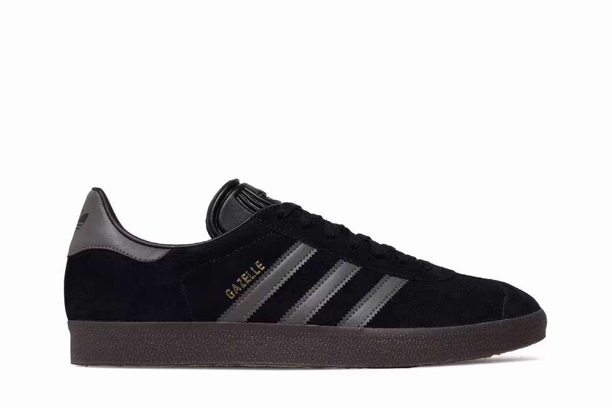 adidas Gazelle Black Gold Metallic Gum, view 2