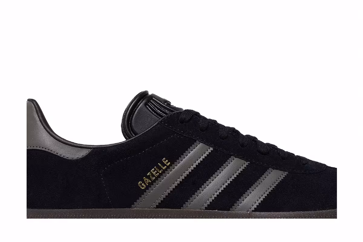 adidas Gazelle Black Gold Metallic Gum, view 3