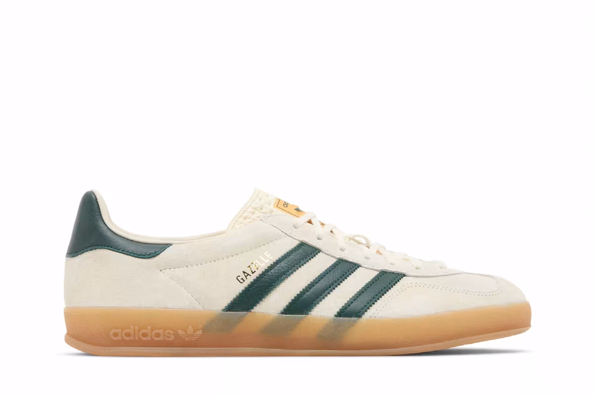 adidas Men's Gazelle Indoor Cream White Green Gum, view 2