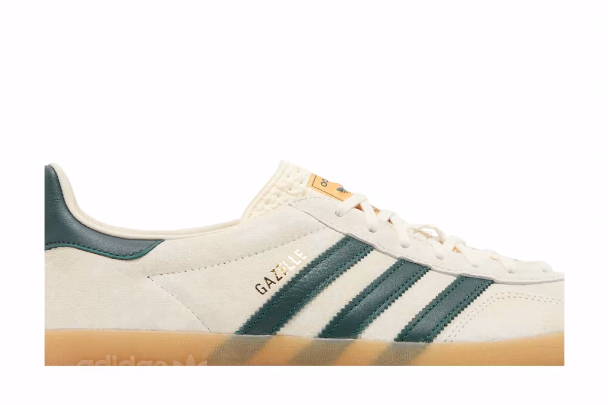 adidas Men's Gazelle Indoor Cream White Green Gum, view 3