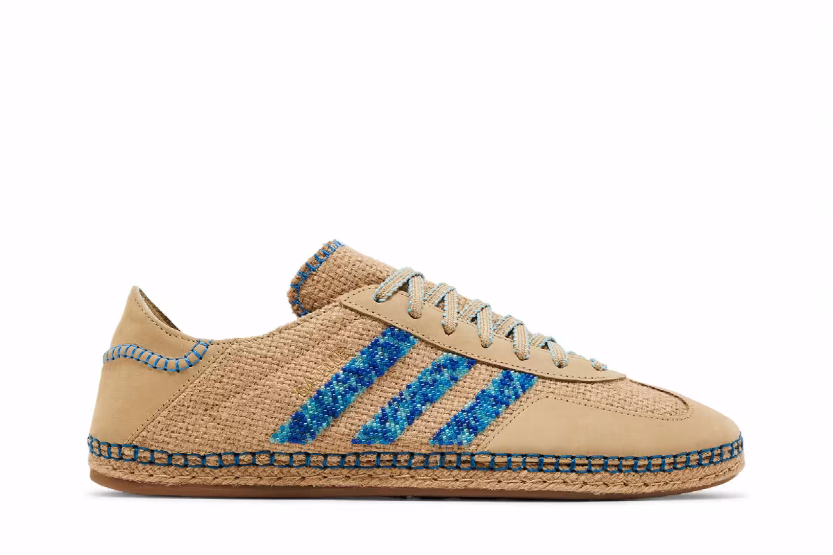 CLOT x adidas Gazelle Linen Khaki Light Blue, view 2