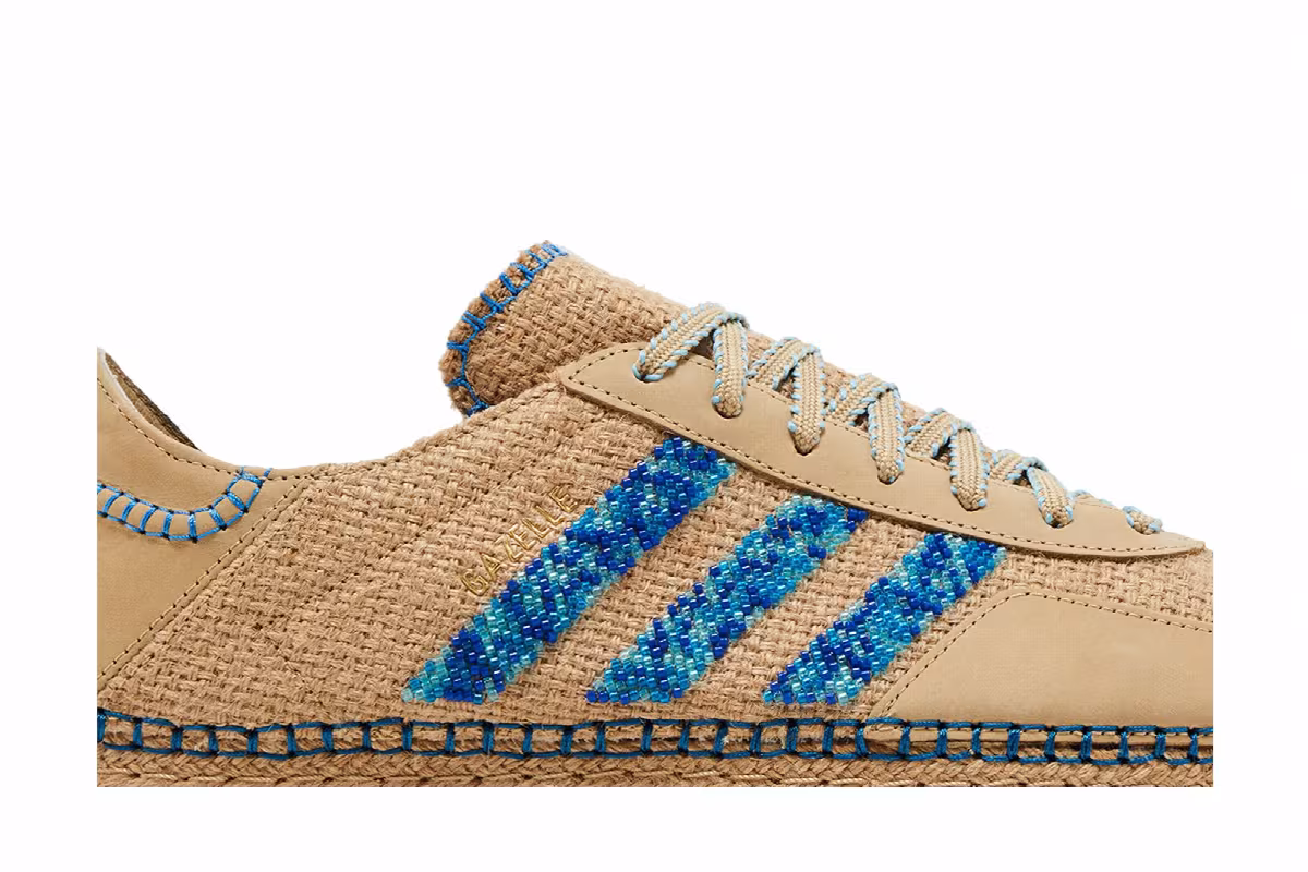 CLOT x adidas Gazelle Linen Khaki Light Blue, view 3