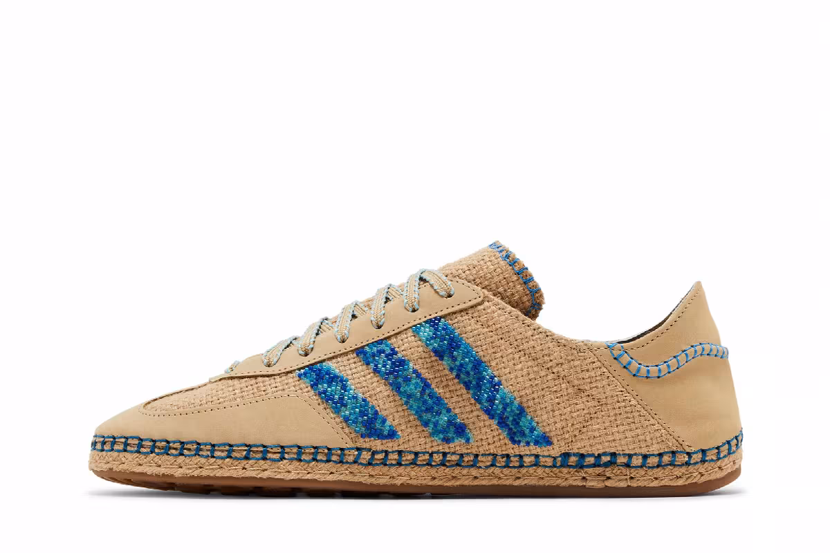 CLOT x adidas Gazelle Linen Khaki Light Blue, view 4