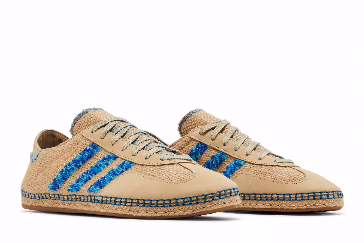 CLOT x adidas Gazelle Linen Khaki Light Blue, view 9
