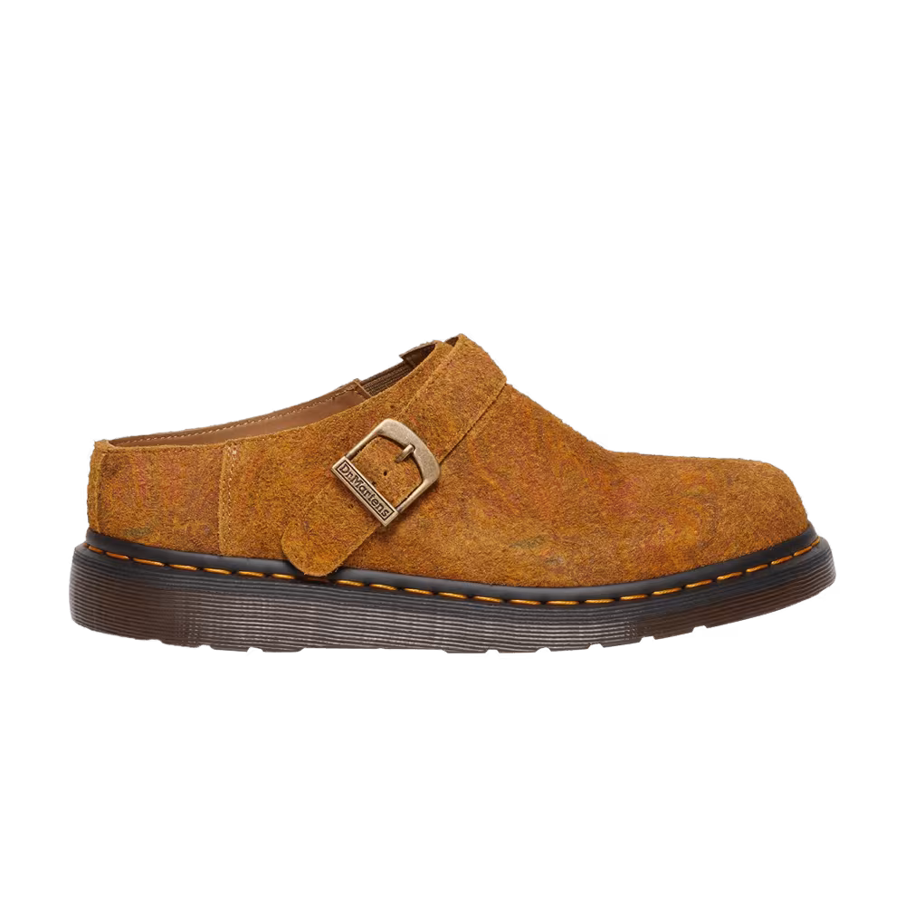 Dr. Martens Isham Marbled Suede Slingback Mule Brown Mustard