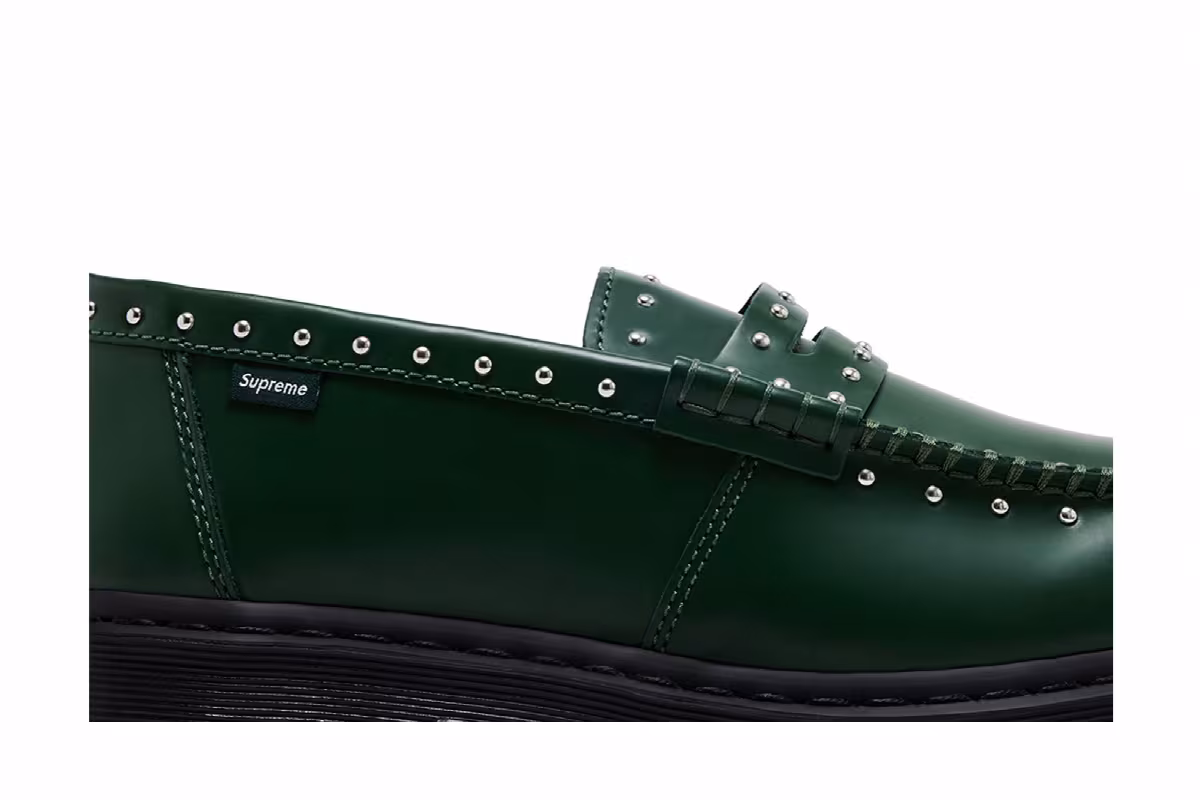 Supreme x Dr. Martens Penton Studded Loafer Dark Green, view 3