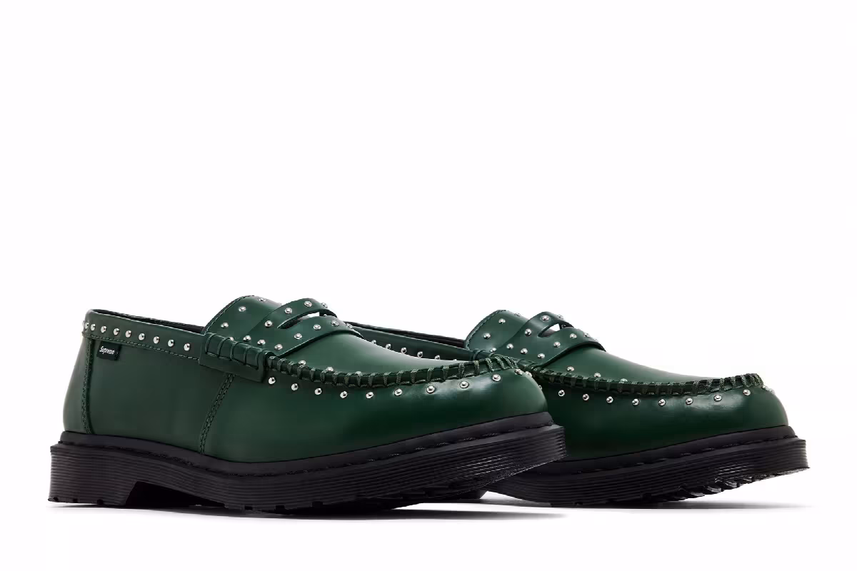Supreme x Dr. Martens Penton Studded Loafer Dark Green, view 9