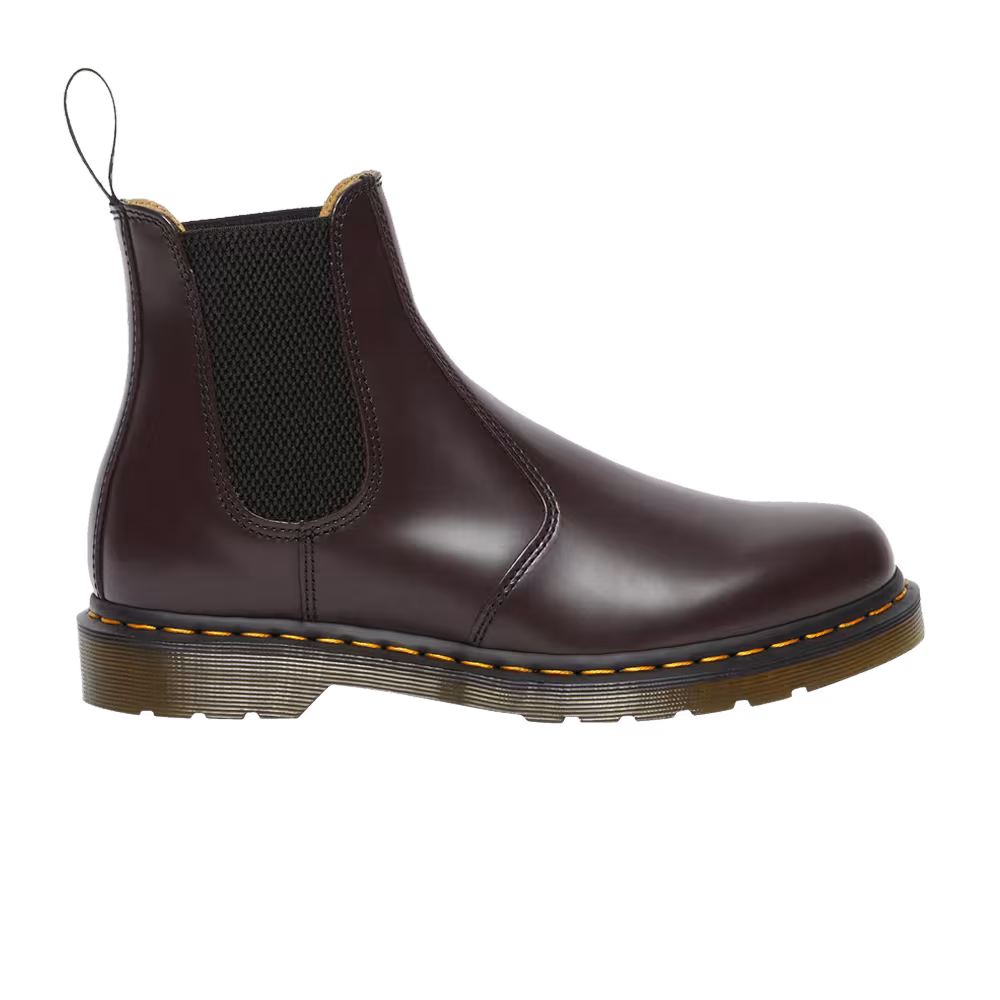 Dr. Martens 2976 Yellow Stitch Smooth Leather Chelsea Boot Burgundy