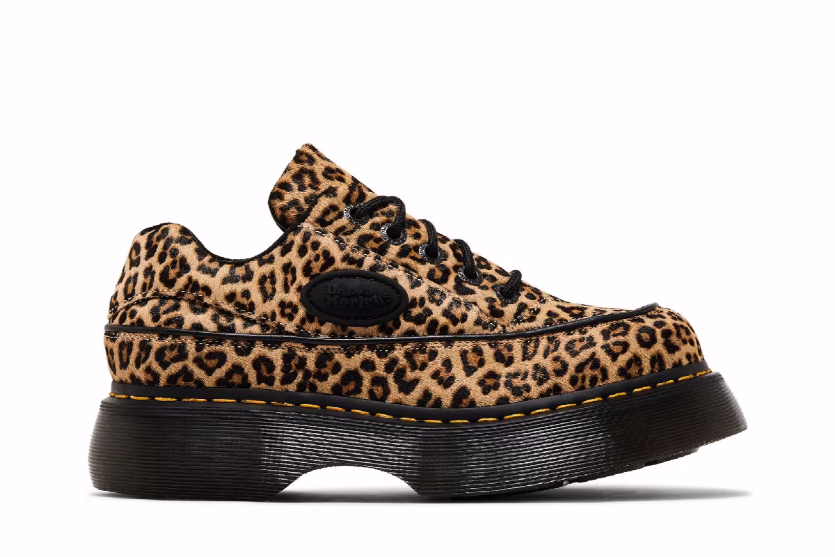 Dr. Martens Women's Buzz 5-Eye Light Tan Leopard, view 2