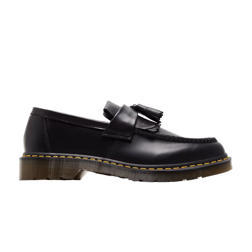 Dr. Martens Adrian Yellow Stitch Leather Tassel Loafer Black