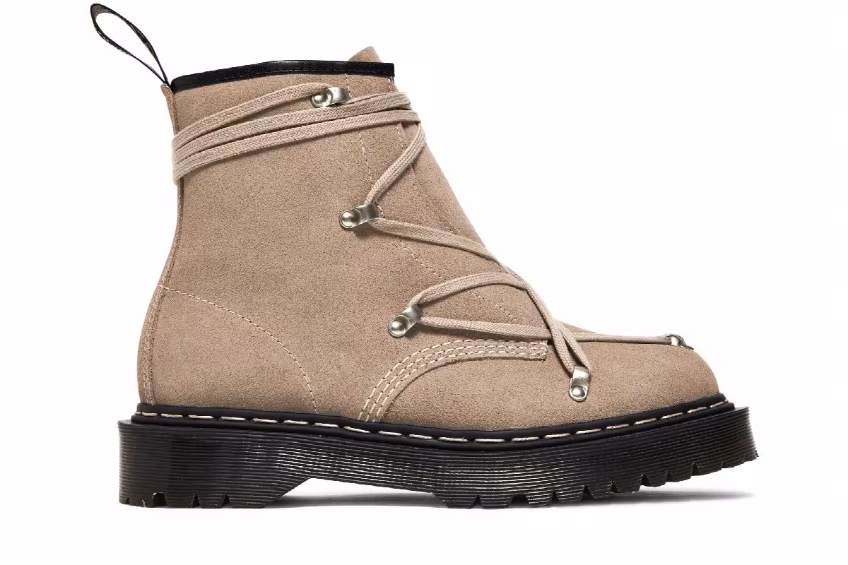 Rick Owens x Dr. Martens 1460 Bex Suede Boot Light Taupe, view 2