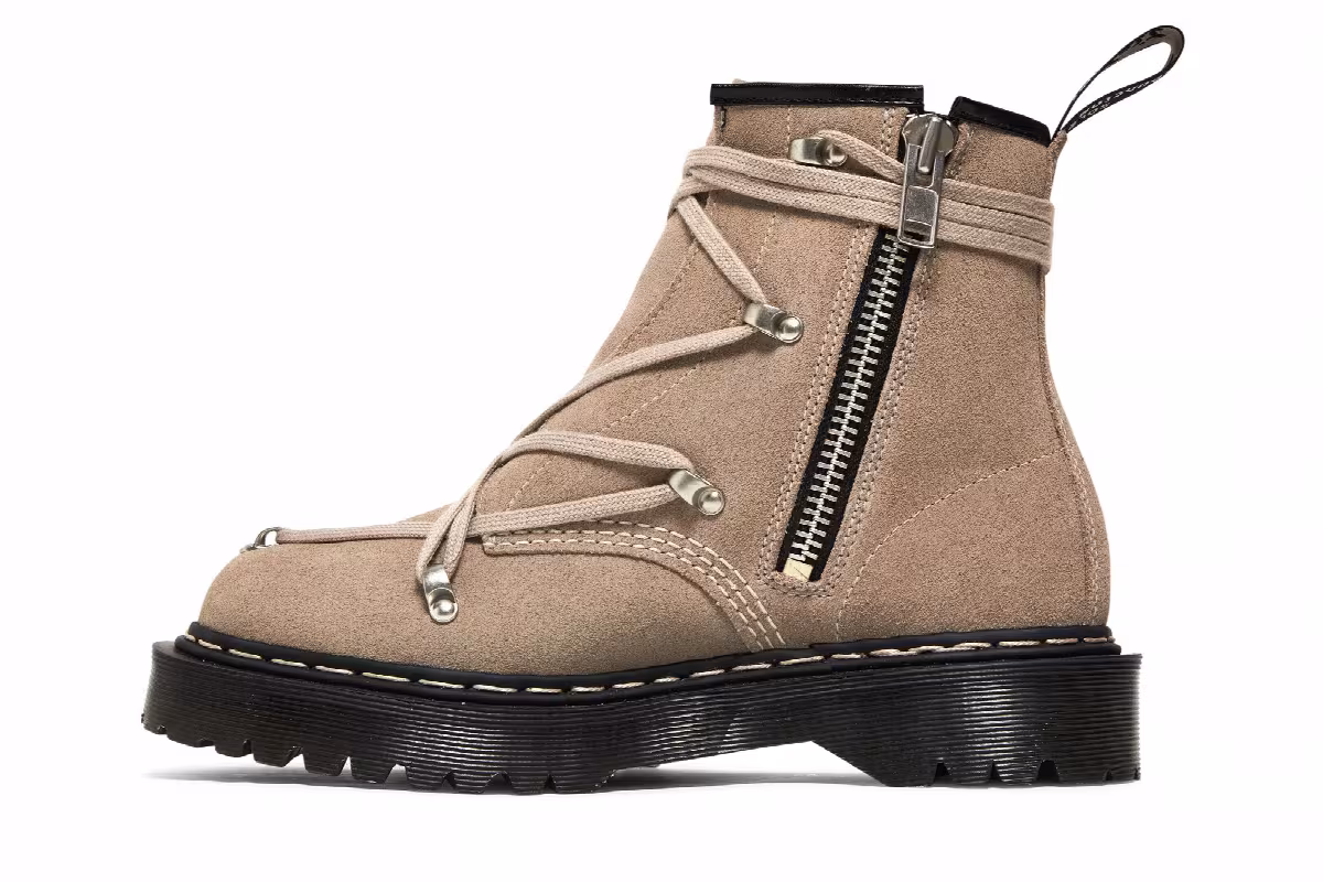 Rick Owens x Dr. Martens 1460 Bex Suede Boot Light Taupe, view 4