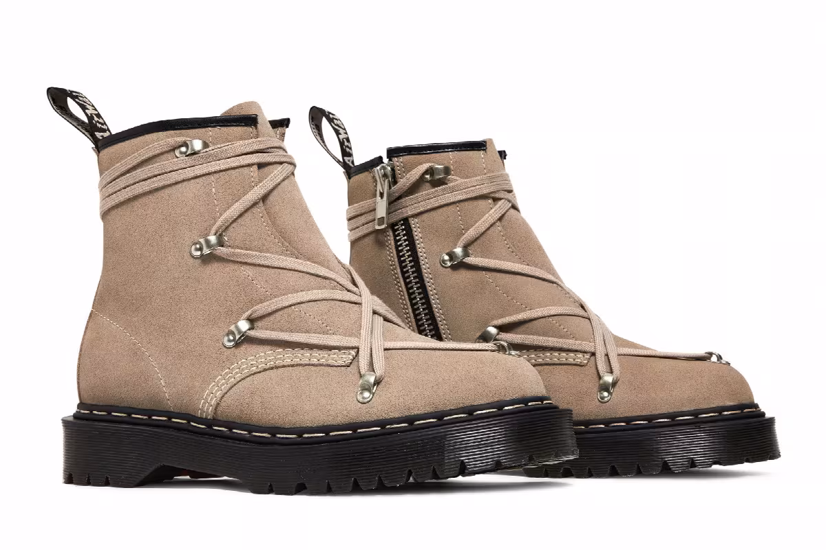 Rick Owens x Dr. Martens 1460 Bex Suede Boot Light Taupe, view 9