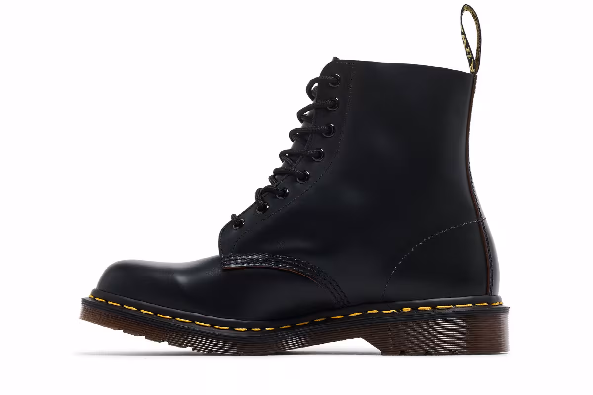 Dr. Martens 1460 Vintage Made In England Lace Up Boot Black Quilon, view 4
