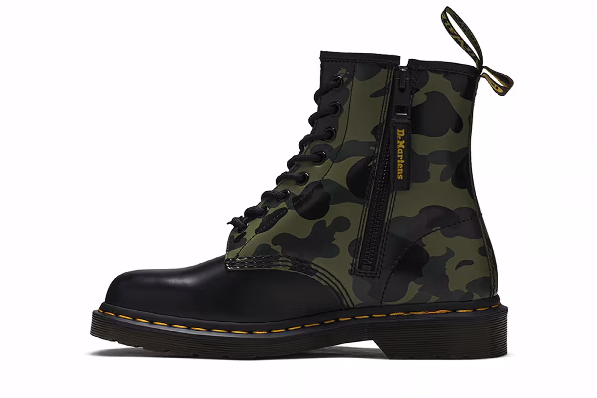 A Bathing Ape x Dr. Martens 1460 Zip Camo, view 4