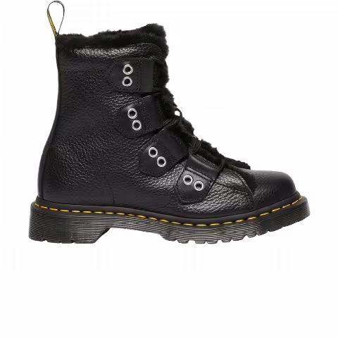 Dr. Martens Wmns 1460 Faux Fur Lined Leather Lace Up Boot 'Black'