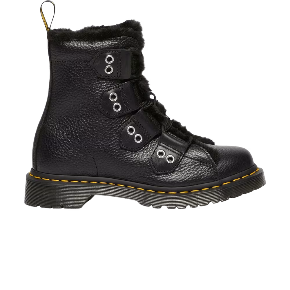 Dr. Martens Women's 1460 Faux Fur Lined Leather Lace Up Boot Black