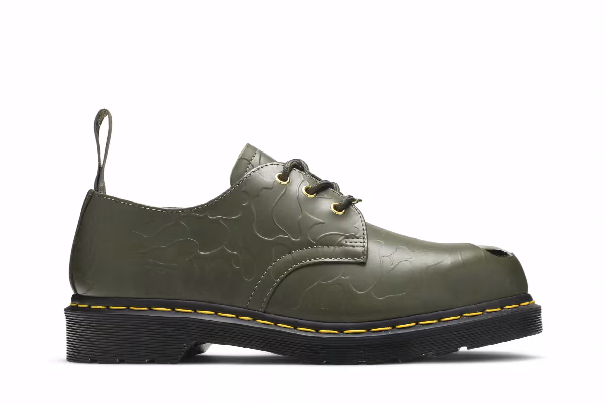 Bape x Dr. Martens Emboss 1461 Khaki, view 2