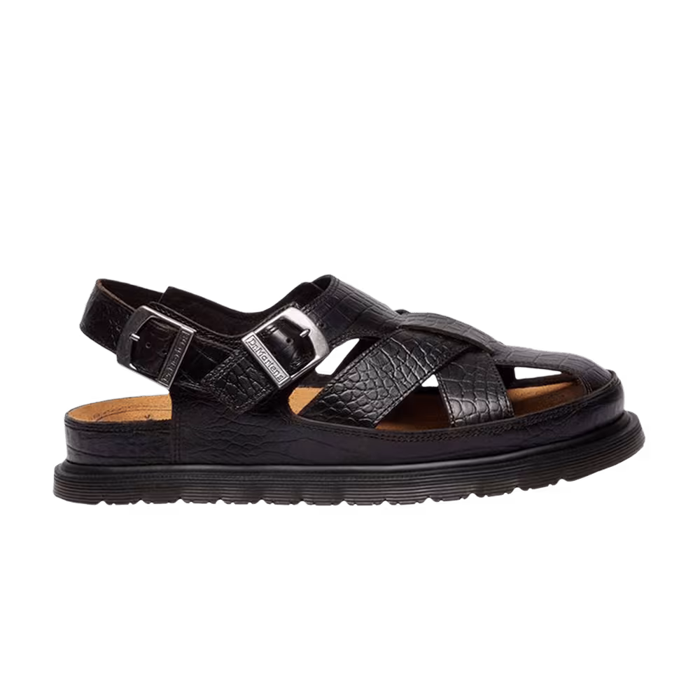 Dr. Martens Archive Fisherman Crocodile Analine Sandal Black Dark Brown
