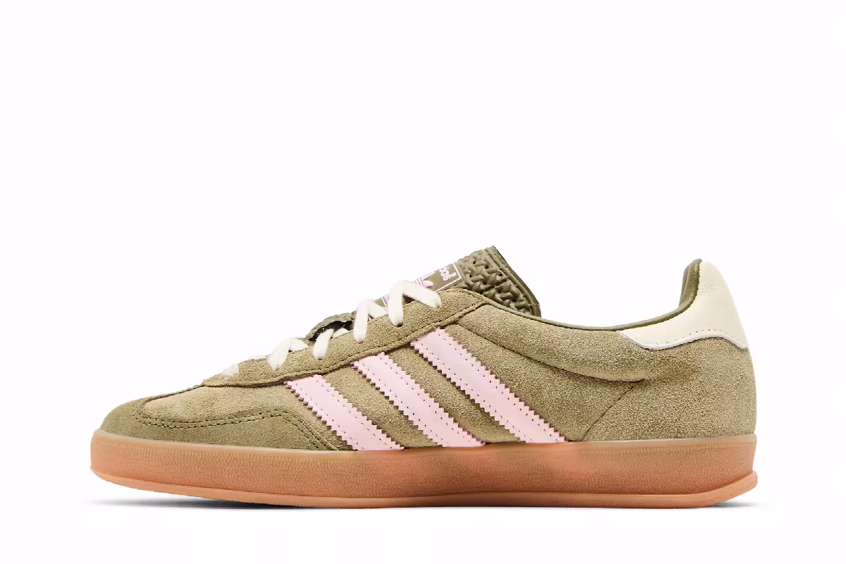 adidas Women's Gazelle Indoor Focus Olive Clear Pink, view 4